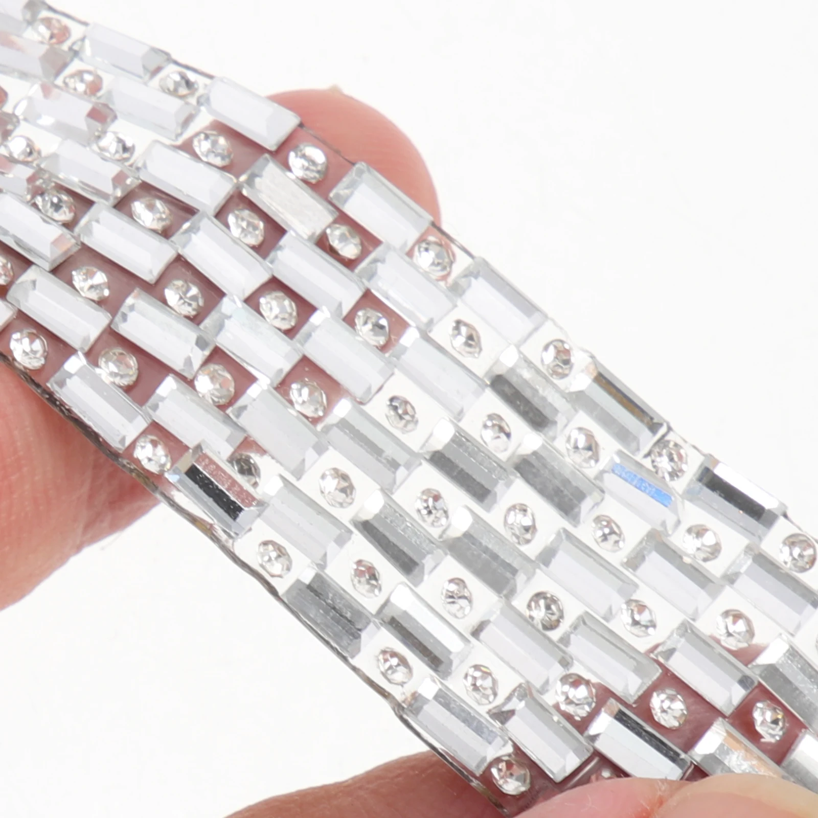 

Rhinestone Band Decoration Adhesive Small Gift Box Stickers Self Bling Trim for Clothing Wedding DIY