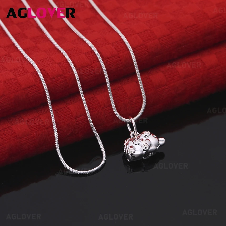 

AGLOVER 925 Sterling Silver Pig Pendant Necklace Women's Retro Personality Accessory Gift Jewelry