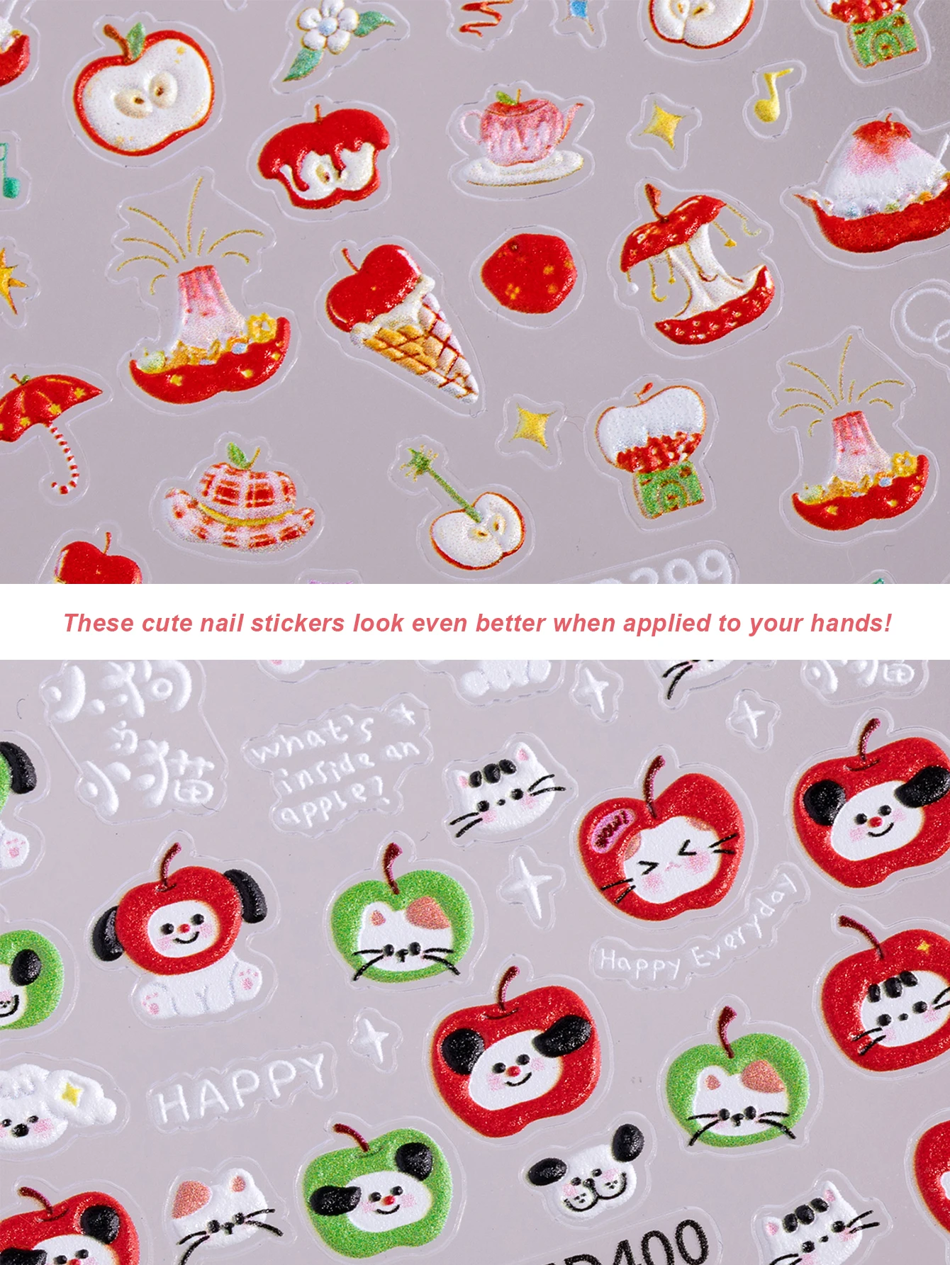 Autocollants pour ongles en dentelle et dentelle pure 5d en relief, autocollants pour ongles de dessin animé doux et frais avec plusieurs Styles et couleurs comme décorations