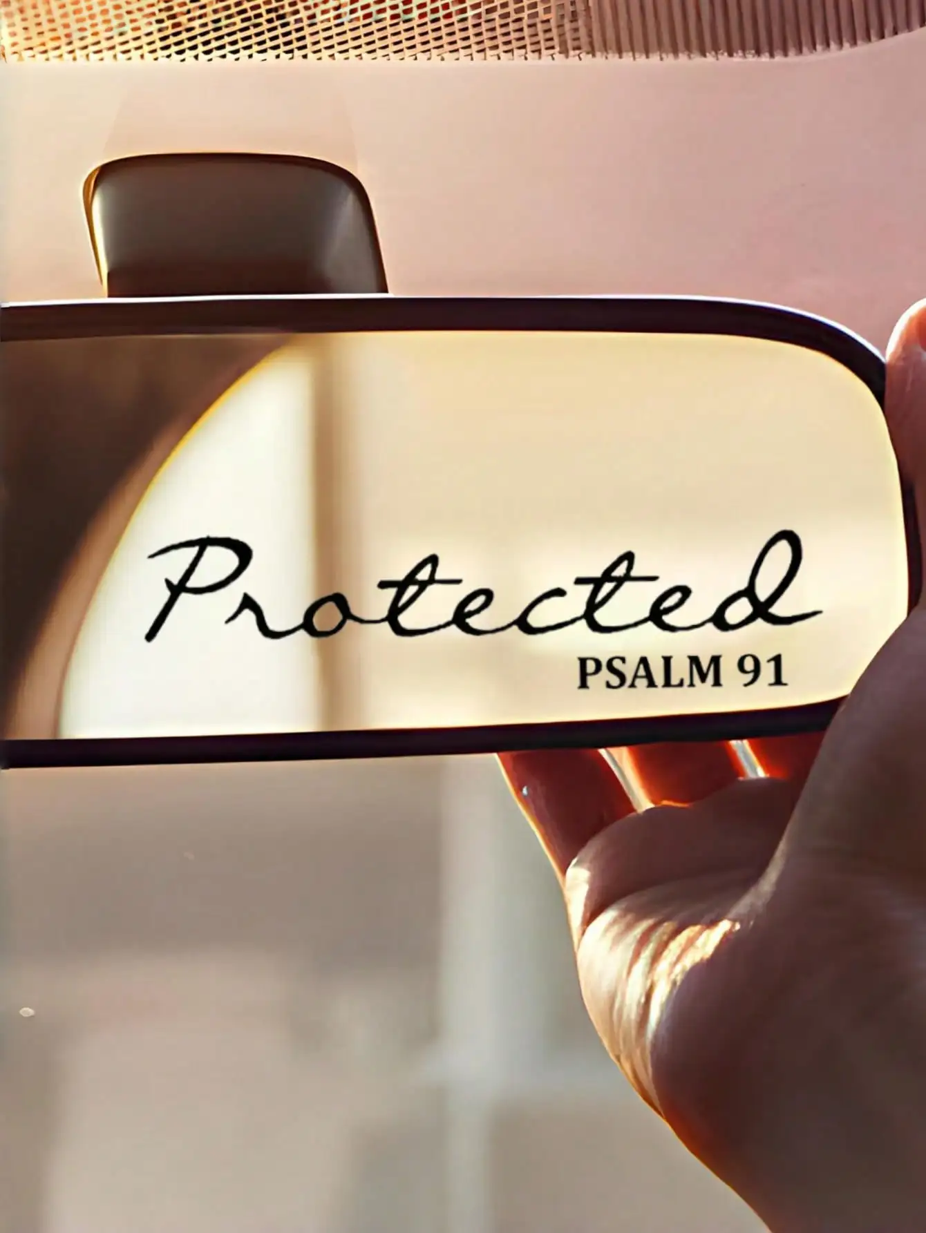 

Bible Verse Mirror Sticker – "Psalm 91: Under Protection" Christian Vinyl Decal, Ideal for Female Drivers