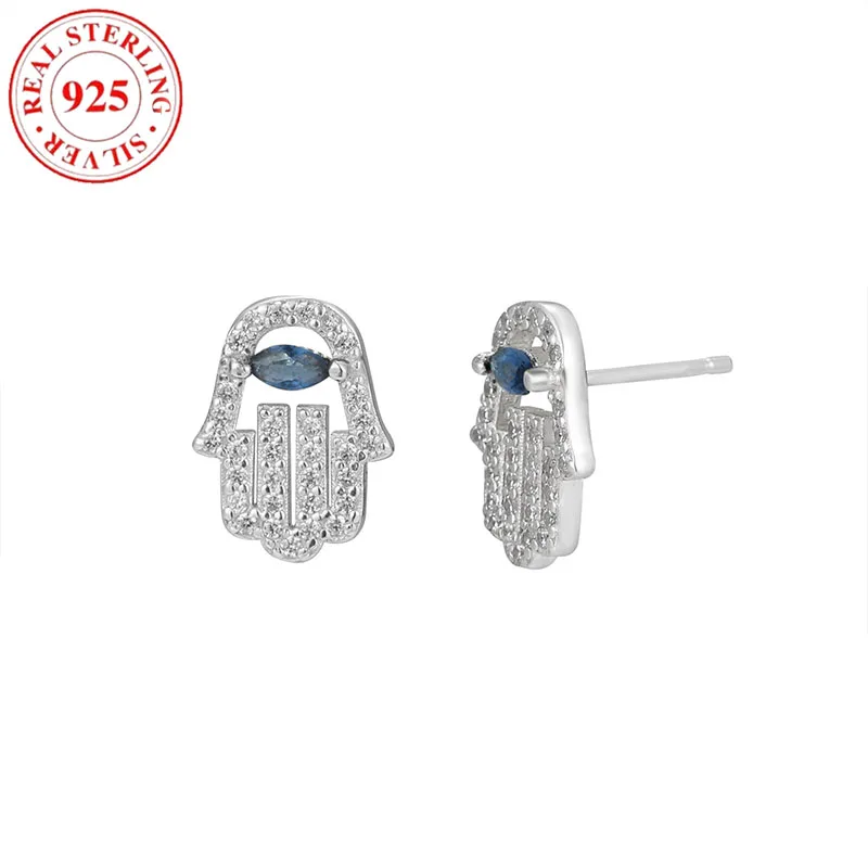 

S925 Sterling Silver Full Diamond Hand of Fatima Women's Earrings Hypoallergenic Suitable for Women's Holiday Gifts