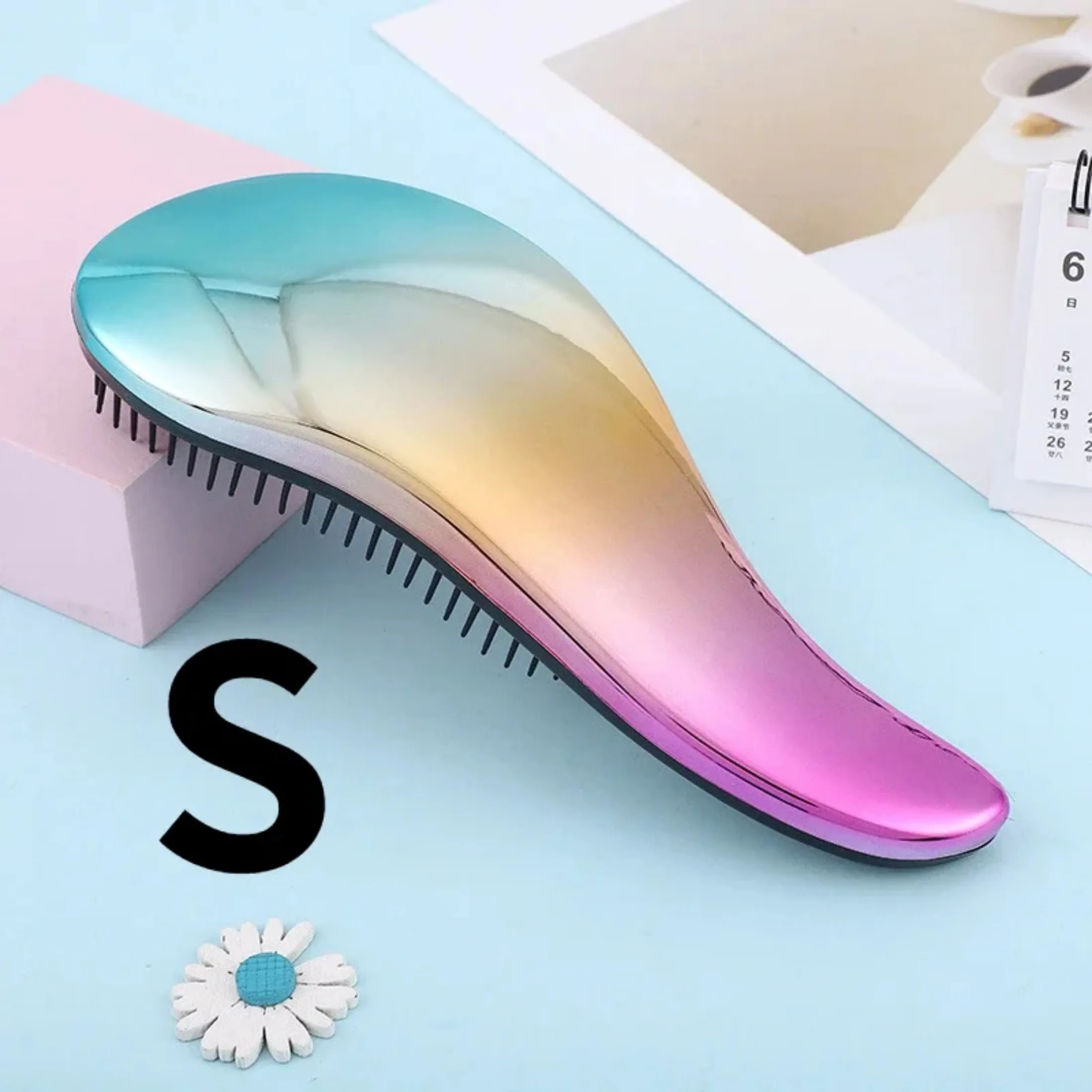 1pc Magic Anti-static Hair Brush Handle Plastic Electroplate Comb Shower Shampoo Massage Comb Salon Hair Styling Tools image 3