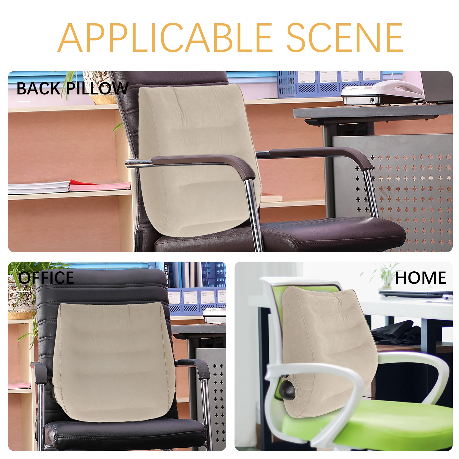 

PVC Inflatable Lumbar Pillow Ergonomic Back Cushion for Office Car Travel Reusable S Shape Support Portable Seat Cushion