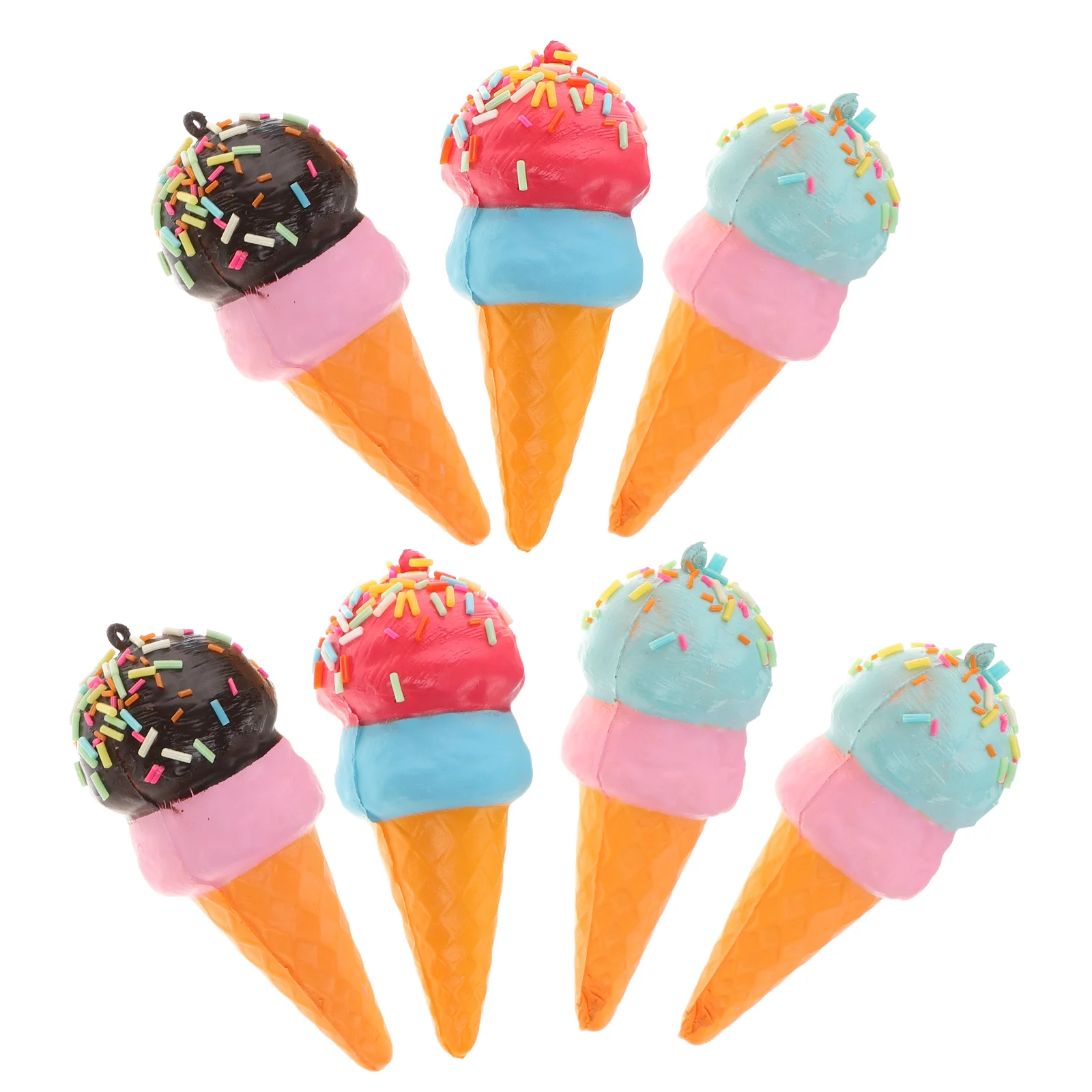 7 Pcs Simulation Ice Cream Fake Dessert Model Artificial Display Toy Cone Child