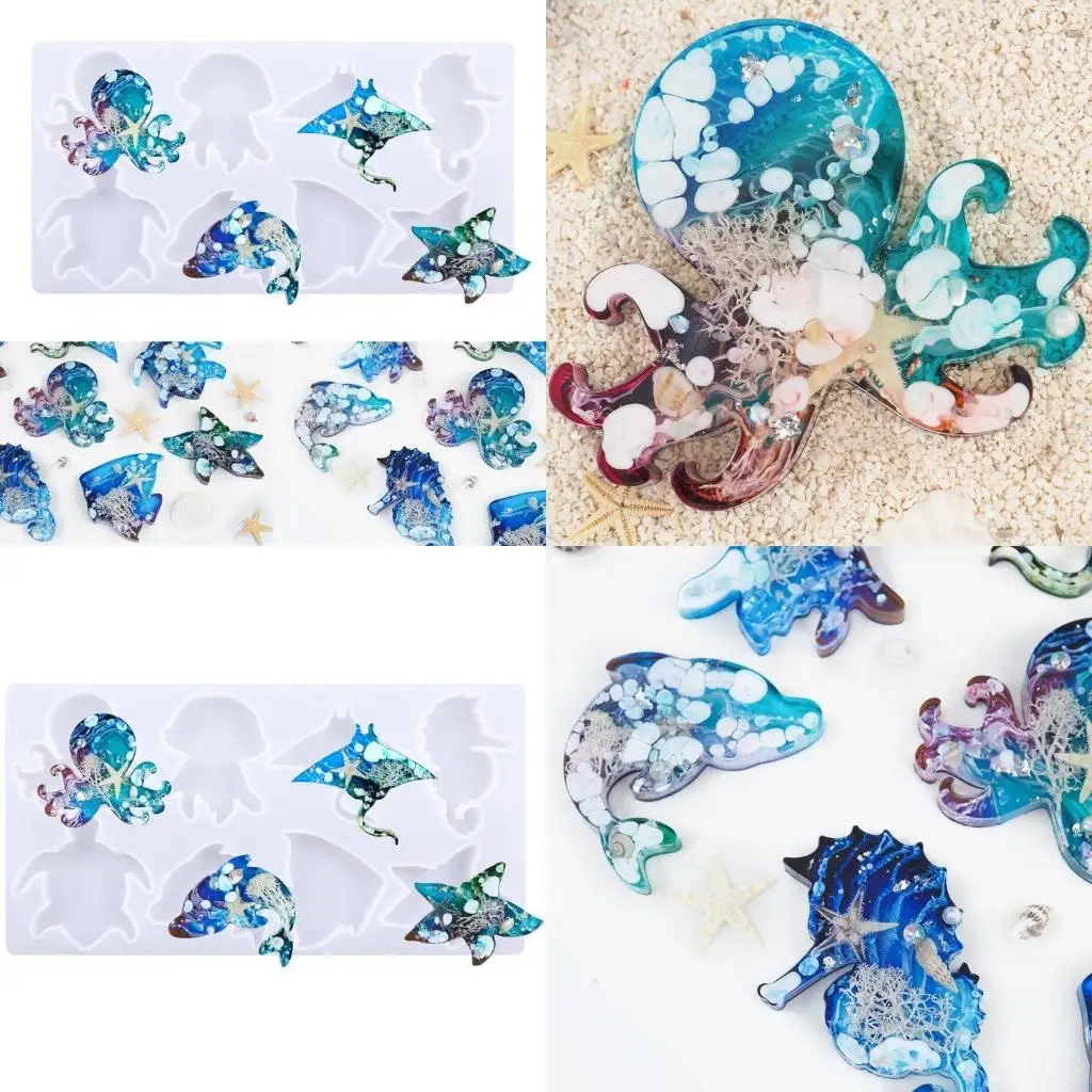 

Pendant Moulds Keychain Mold Clay Mould Marine Animal Keychain Decorations Silicone Material Hand-Making Accessory