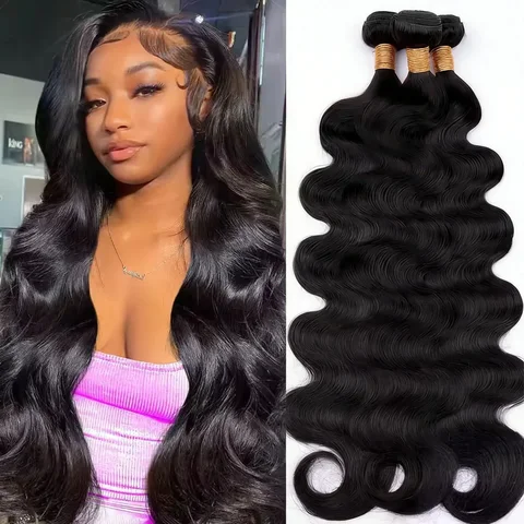 42 Inch Body Wave Bundles Human Hair Natural Black Brazilian Virgin Hair Weave 12A 100% Unprocessed Real Human Hair Extensisons