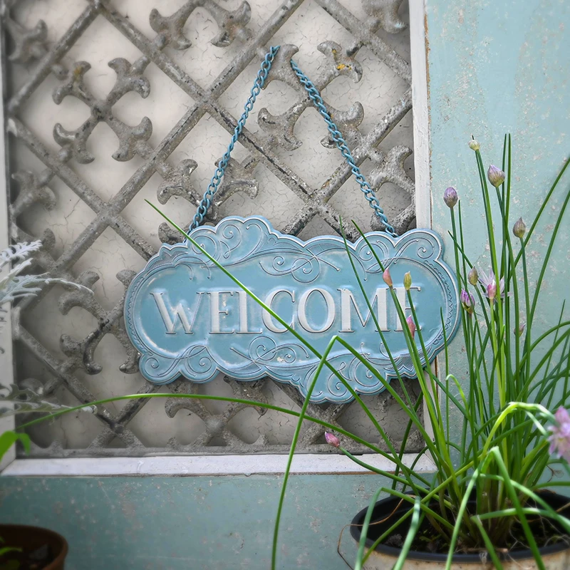 

Ironwork Pendants Welcome To The Hanging Garden Decoration European-style House Number Wall Decorations Address Sign