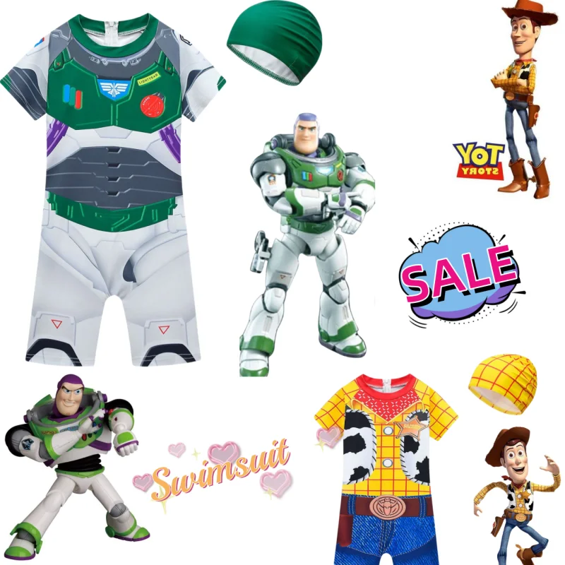 توي ستوري الطنانة الخفيفة وودي تريس كيدز أنيمي الكرتون سريعة الجافة قطعة واحدة ملابس السباحة السراويل الفتيان الفتيات شخصية الشاطئ البدلة #1