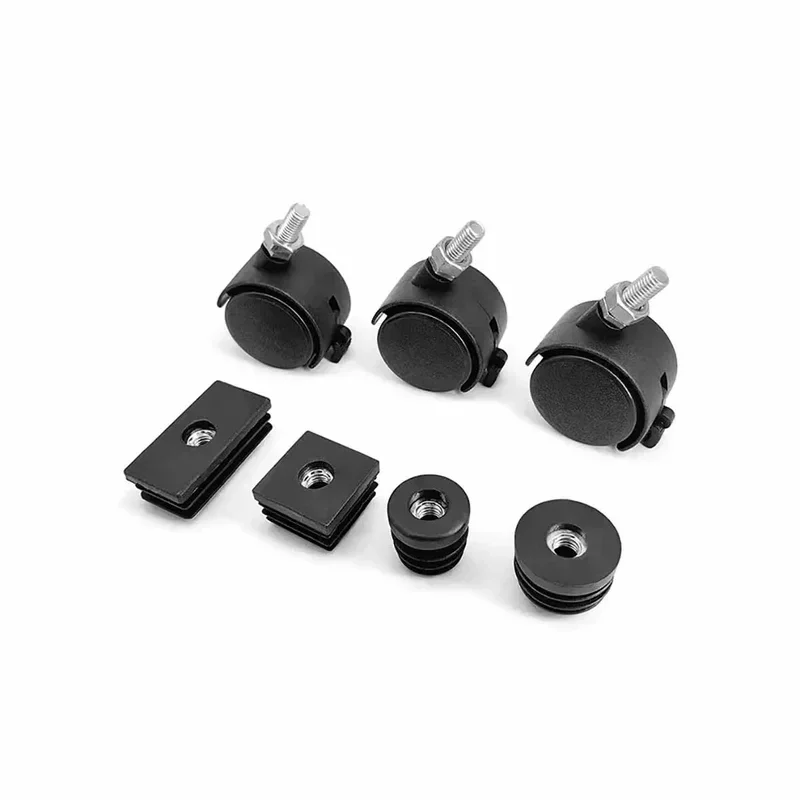 4PCS Circular Screw Casters with Brake / Universal Wheels Small Size 20-50mm for Chairs, Carts & Storage Racks