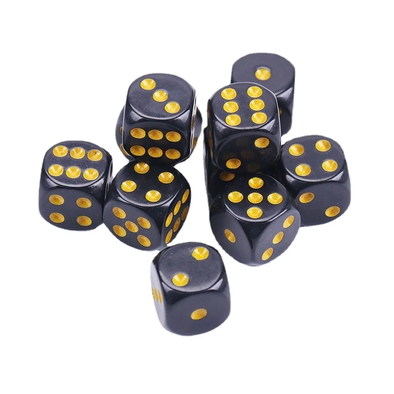 10 Teile/satz Kreuz-grenze Versorgung Schwarz Gold Dot Abgerundeten Würfel Brettspiel Mahjong Zubehör 1,6 CM