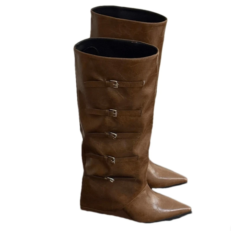 مصمم المرأة أحذية طويلة مثير عالية الكعب موضة حذاء برقبة للركبة 2025 الشتاء مضخات تشيلسي الأحذية الاتجاه الجديد القوطية Mujer بوتاس