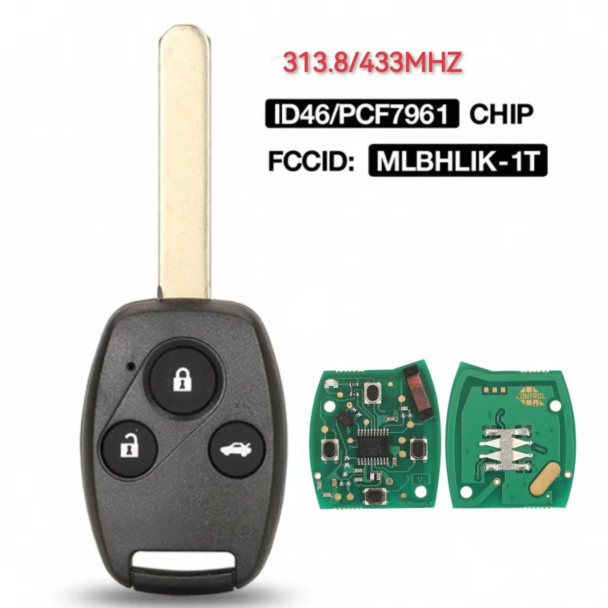 Jing xin key Remote Car Key 2/2+1/3/3+1 Buttons 313/433MHZ ID46Chip For Honda CR-V 2007 2008 2009 2010 2011 2012 2013 MLBHLIK-1T