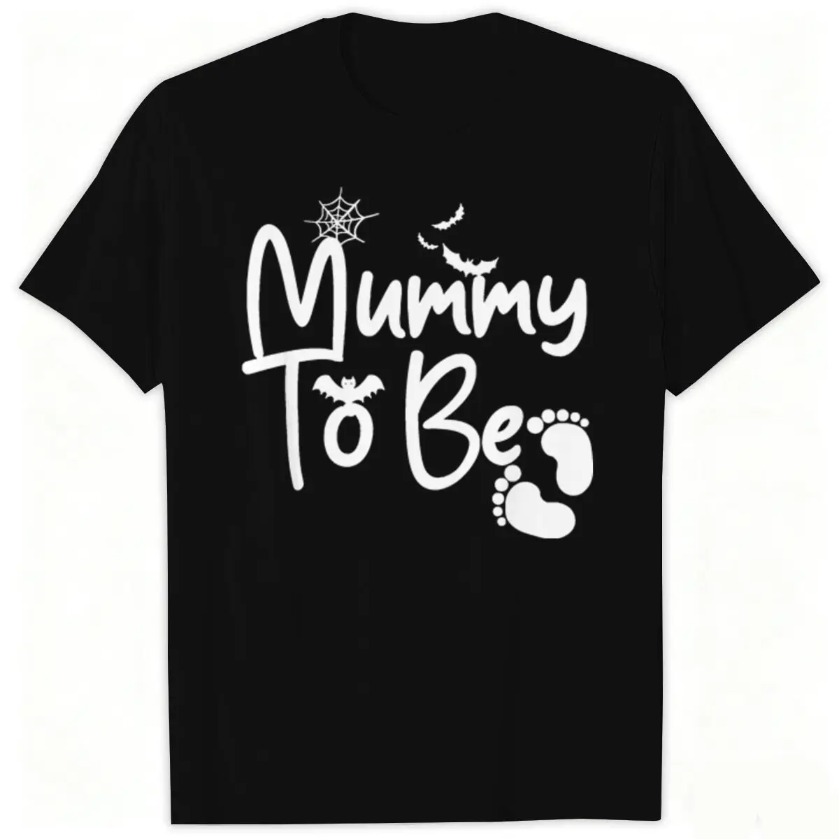 Funny Halloween Pregnancy T‑Shirt Set Mummy To Be Ready To Be Spider Web Bat Baby Footprint Maternity Short Sleeve Couple Tops