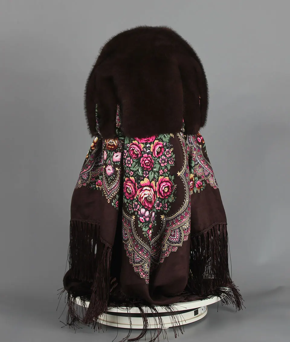 Faux Nerz Pelz Kapuze Hut für Frauen Winter Warm Luxus Full Pelt Faux Nerz Pelz Schal Hut Stilvolle Modische Weibliche Outdoor Headsca – Detail 4