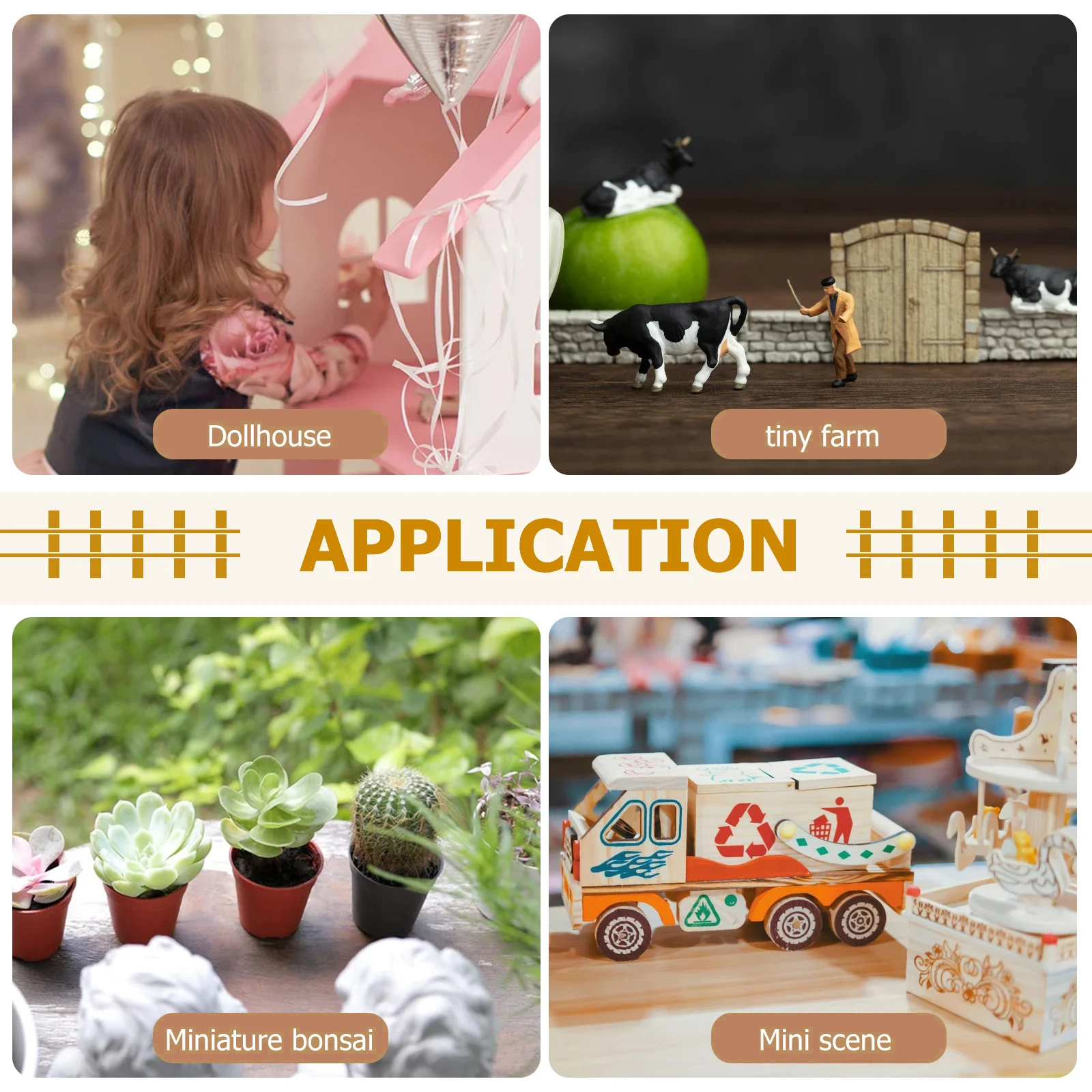 

2Sets Wood Mini Fence 5Cm Realistic Design for Garden Courtyard Hotel Decor Fairy Landscape Christmas Display Sand Table