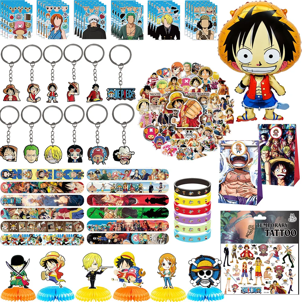 One Piece Anime Figures Stickers Keychains Balloons One Piece Anime Party Kit One Piece Theme Gifts for Guests Baby Shower