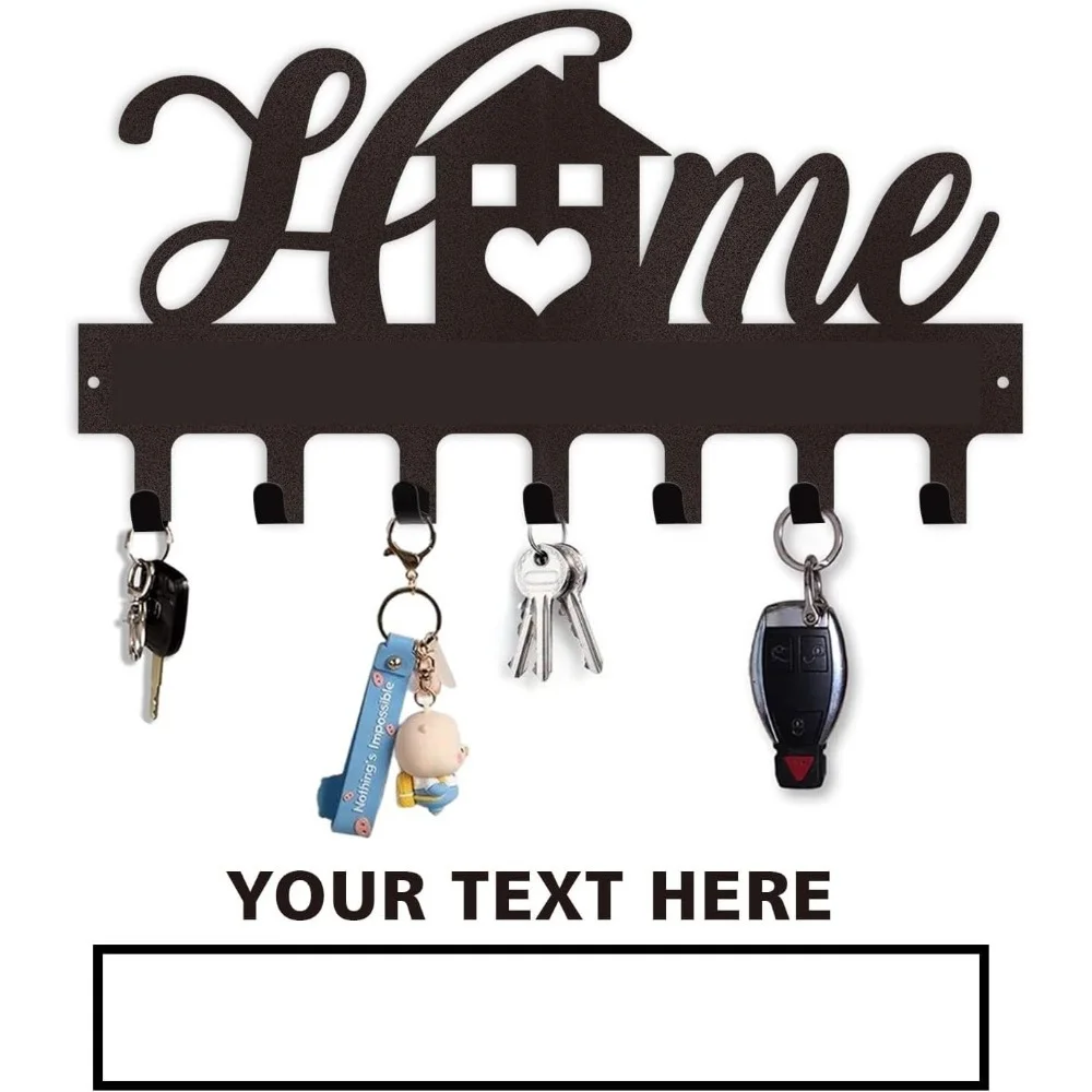 Personalized Wall Mounted Key Organizer Custom Metal Holder with Name Sweet Home Design Ideal for Valentine’s Day Gift with Coat