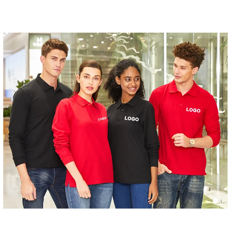 Langarm-Poloshirts aus Baumwol – Embroidery Design Logo Bewertung und Preis