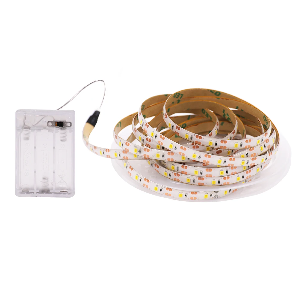 3AA Battery Power Led Strip Light 5V SMD2835 1M 2M 3M 4M 5M Flexible Lighting Ribbon Tape 60LEDs/M White/Warm White TV Backlight