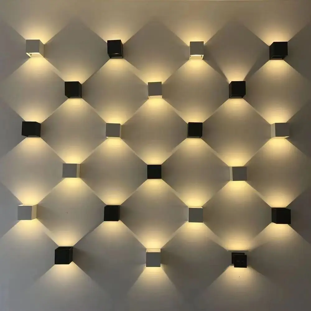 Imagem -05 - Simples Led Alumínio Lâmpada de Parede Preto e Branco Combinação Sconce Cabeceira Pequena Luz Noturna Sala Quarto Atmosfera Iluminação