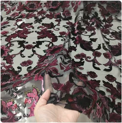 Hollowed Out Silk Velvet Rotten Flower Cloth Cheongsam Dress Shirt Short Sleeve Suspender Clothing Fabric