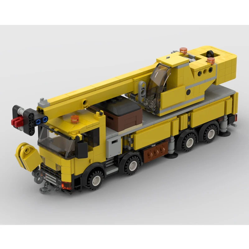 Zeer Realistische Mobiele Kraan Truck Bakstenen Machinebouw Voertuig Blokken Zware Constructie Stad Auto Moc Takel