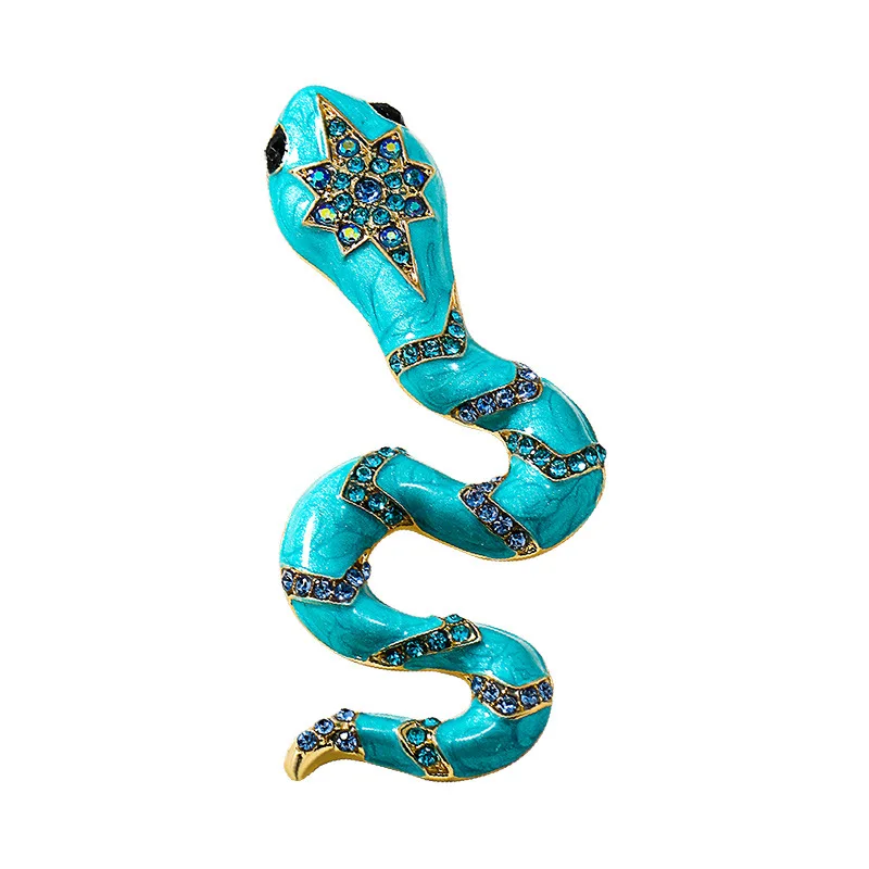 New Arrival Exaggerated Women Men Snake Enamel Pins Brooches Classic Animal Rhinestone Badges Corsage For Women\'s Party Wedding