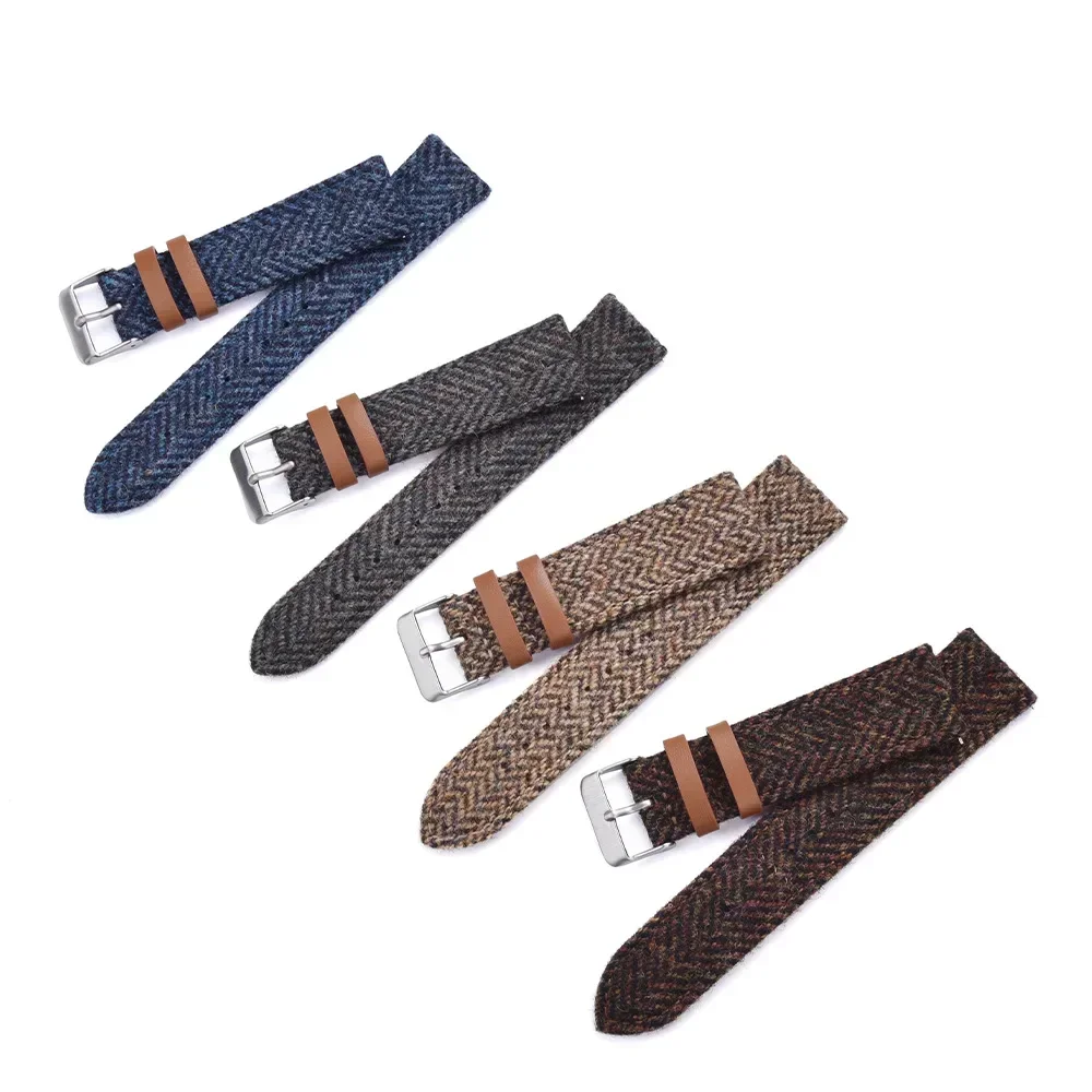 Echtes Leder-Nylon-Uhrenarmband 18mm 20mm 22mm Schnellverschluss-Armband Vintage-Gewebe-Armband für Männer und Frauen Ersatz-Armband – Detail 3