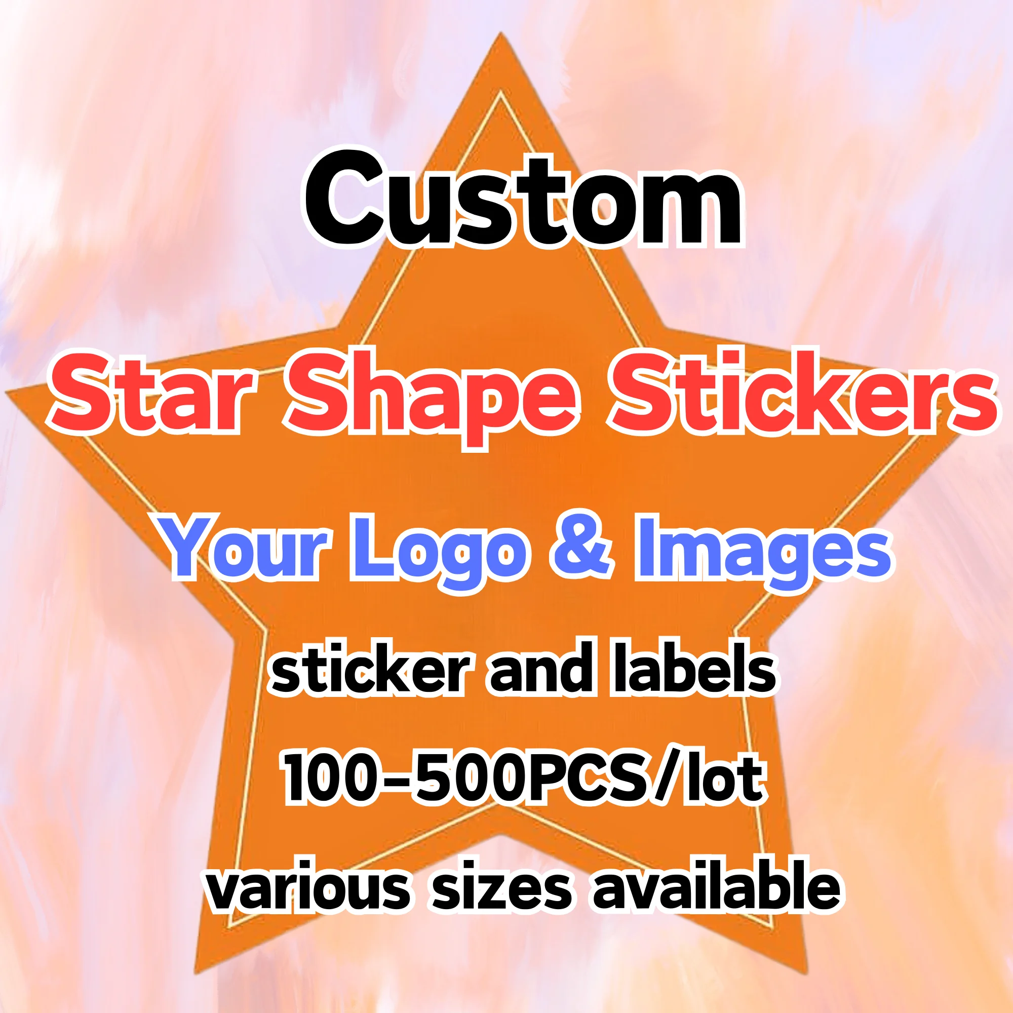 100-500PCS Custom Stickers Customized star shape Logo Wedding Gift Box Personalize Wholesale Design Sticker Packaging Labels