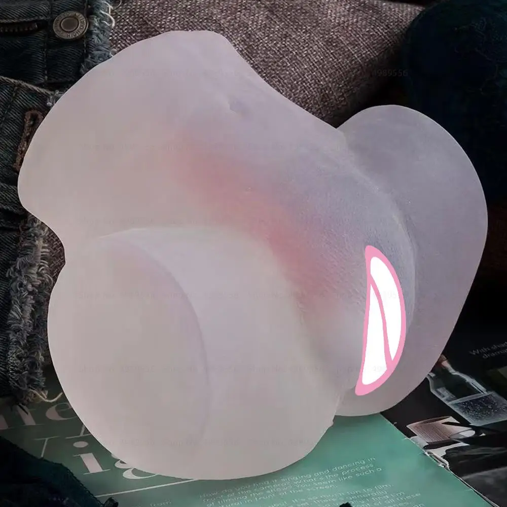 Vagina Transparent Big Ass Male Masturbator Real Soft Buttock Anal Dual Channel Artificial Silicon Pocket Pussy Sex Toys for Men