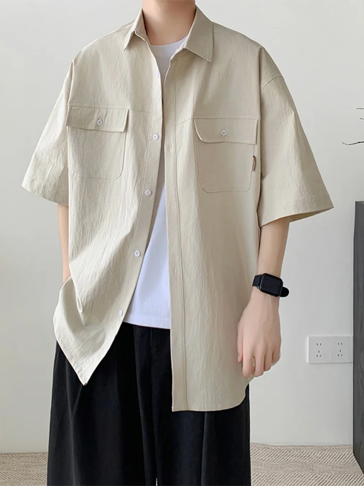 

Ретро-японская мужская футболка с коротким рукавом, летняя, тонкая, свободная, повседневная, модная, для подростков, дышащая, экологичная.