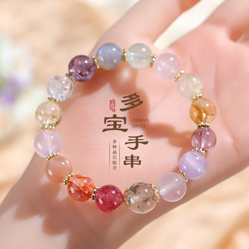 

Year New Multi Treasure Grey Moonlight Beaded Bracelet For Women Fashionable And High End Green Ghost Handstring Jewelry Lucky
