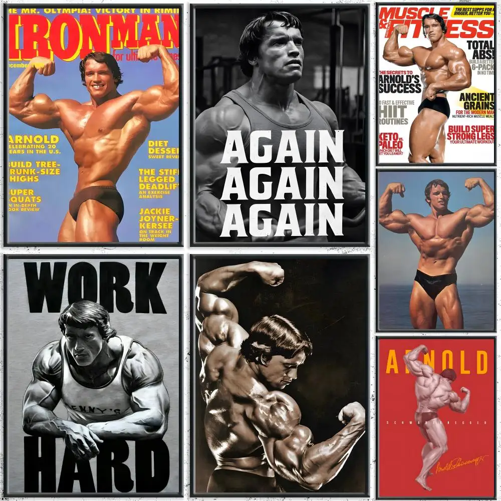 Bodybuilding A-Arnold S-SchwarzeneggerES Painting Calligraphy HD Canvas Poster Crease Free Waterproof All Space Wall Decor