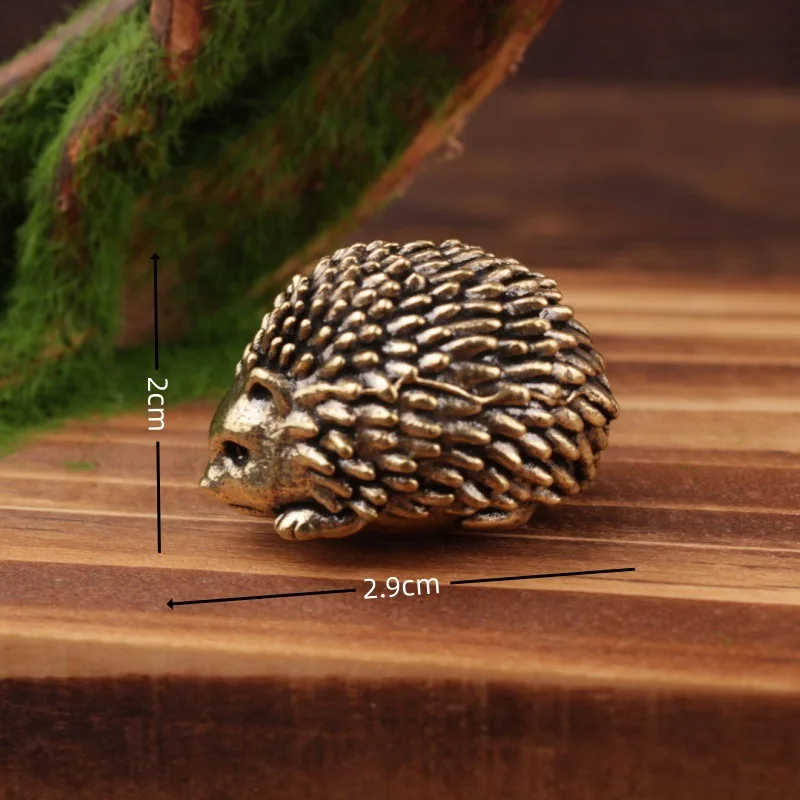 Small Copper Hedgehog Ornaments Solid Brass Antique Animal Sculpture Crafts Desk Tea Table Decoration Home Decor for Living Room