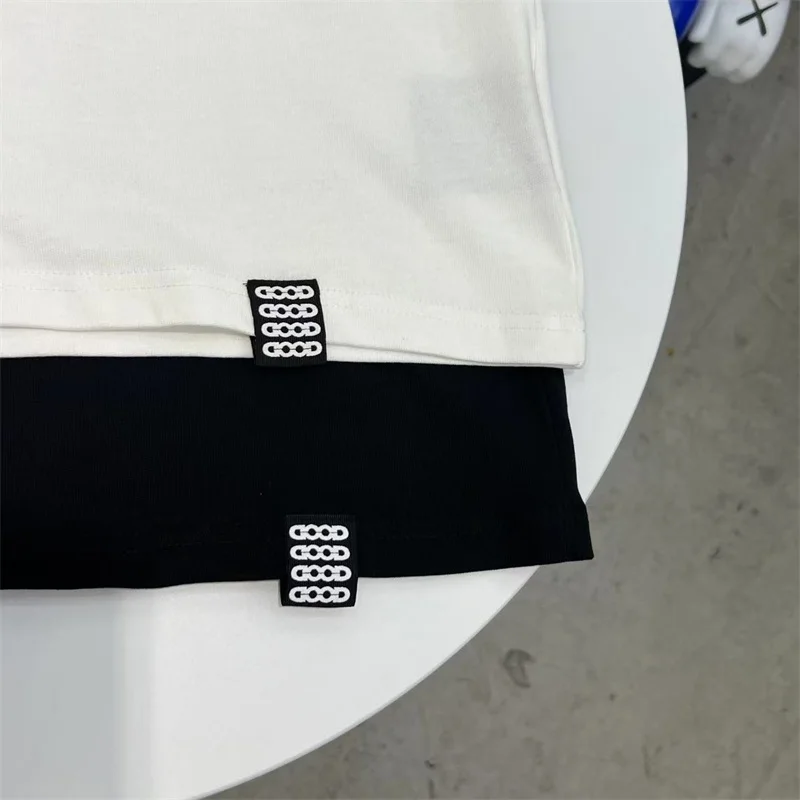 الأبيض Goodbrand تي شيرت الرجال النساء عادية القطن الخالص الملونة اللؤلؤ شعار GOODBRAND المتضخم قصيرة الأكمام تي شيرت