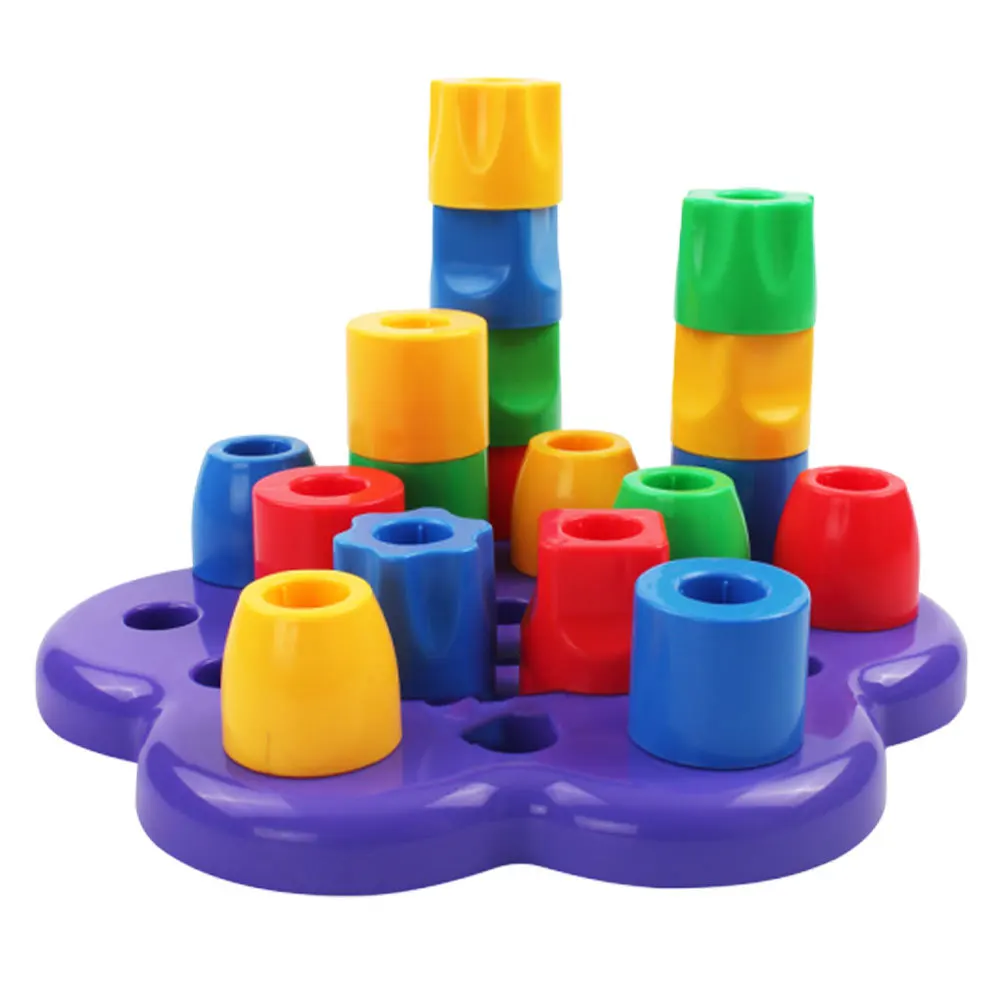 1pc Rainbow Stacking Shape Recognizing Blocks Colorful Geometry Learning Early Development Educational Game Baby Gift
