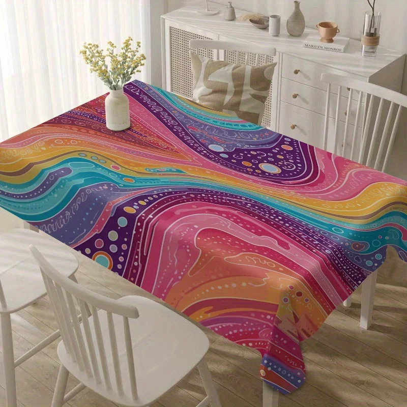 1pc / Tablecloth for June Festival Party, Creative Rainbow Watercolor Decorative Tablecloth