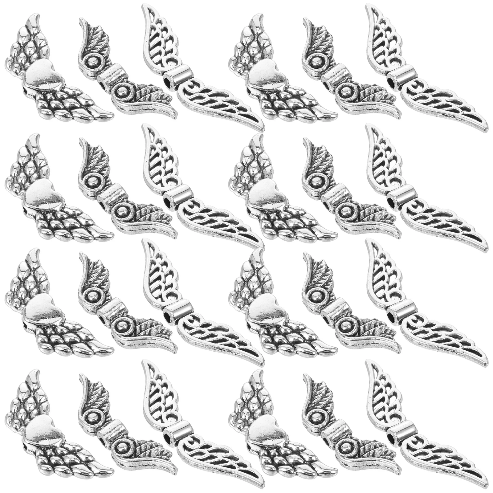 

60Pcs Angel Wing Charms Small Vintage Fairy Wings for Jewelry Making Craft DIY Earrings Necklaces Keychains Bracelets