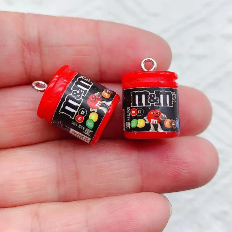 10Pcs Miniature Kawaii M Bean Box Resin Charms for Jewelry Making Accessories DIY Pendants Earrings Necklace Keychain Decoration