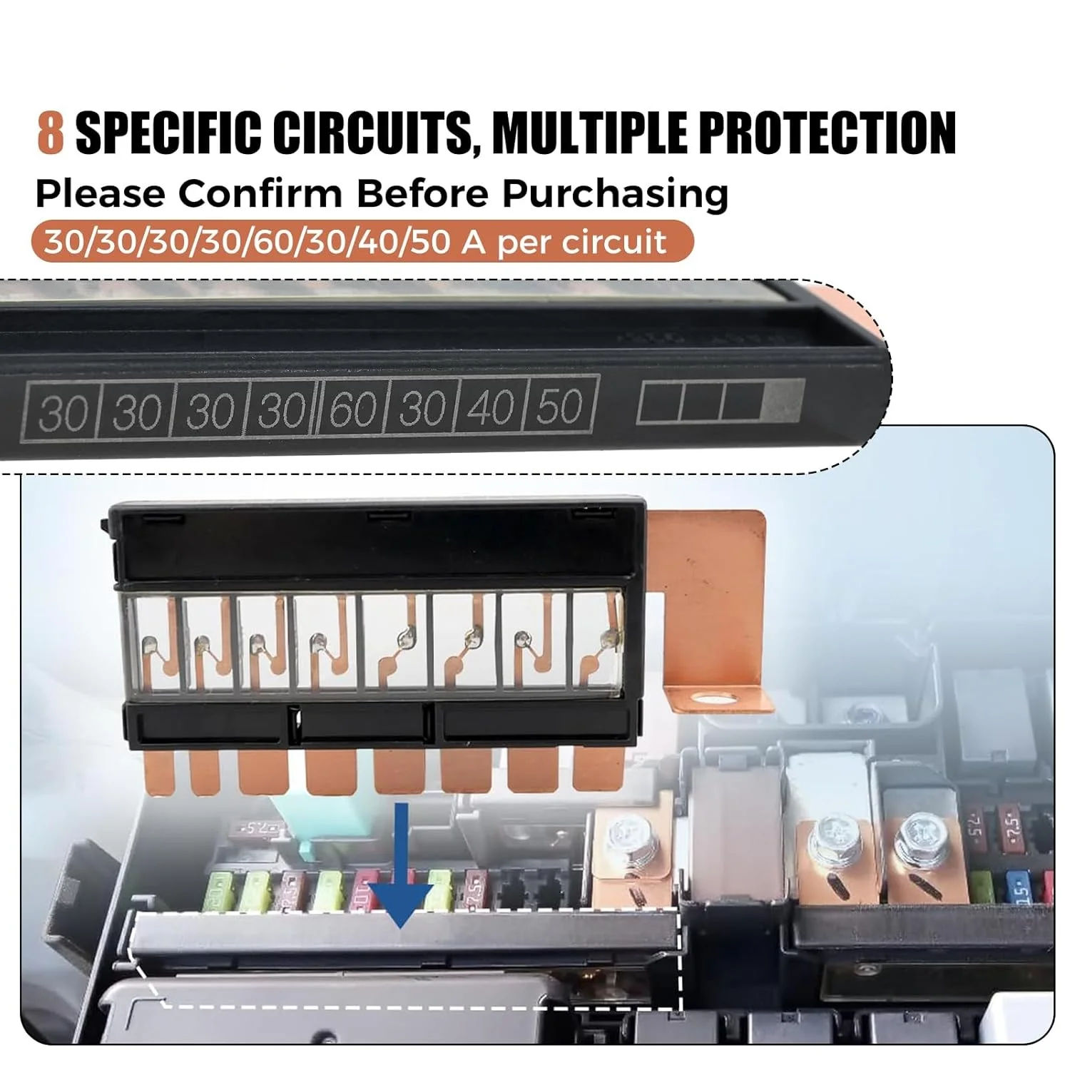 38232-TA0-A01 Multi Block Fuselink Fuse 8 Circuit Auto Fuse Box Integrated Fuse Fit for Acura TSX 2009-2014 Acura TL 2009-2014