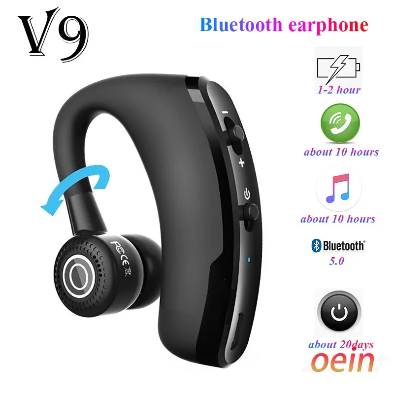 V9 Bluetooth-compatible Headset TWS Wireless Hands-free Noise Cancelling Business Earphones Waterproof Sports Headphone With Mic