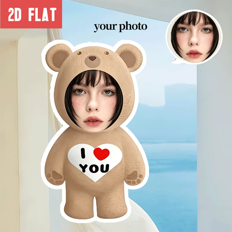 Personalized Photo Customization: I Love You Bear Alien Face Pillow, Fun Cartoon Stuffed Cuddling Pillow, 60cm Large Size, Creat