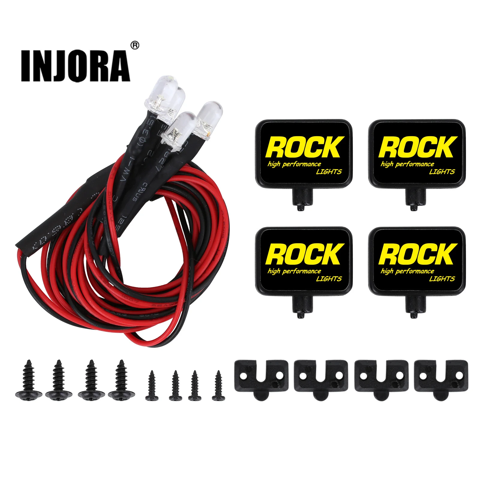 INJORA Rock Design Square Lights 2/4LED Spotlight For 1/10 RC Crawler Axial SCX10 90046 AXI03007 TRX4 TRX6 RC Car Parts