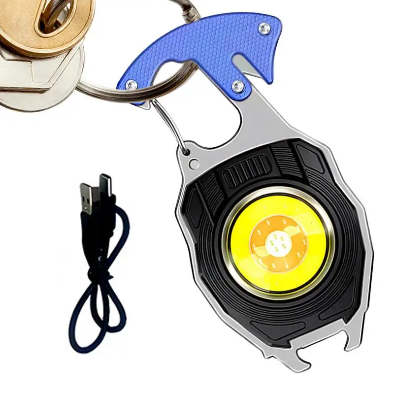 Keychain Work Light Portable Camping Flashlight Multifunctional Pocket Work Light Rechargeable Travel Flashlight With 7 Light