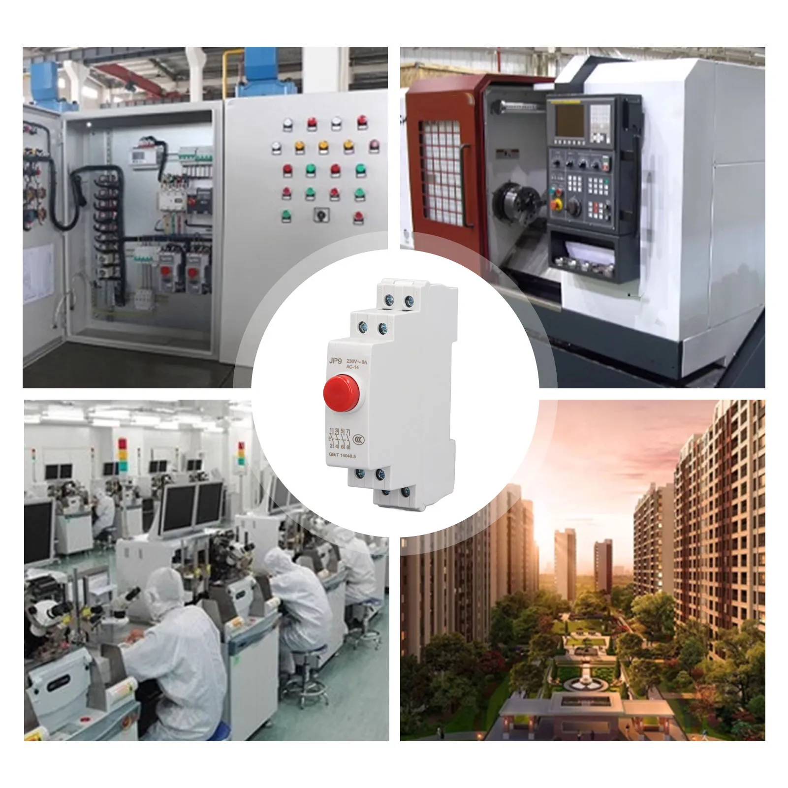 6A Din Rail Push Button Switch AC230V 2NO 2NC Pushbutton Switch for Magnetic Starter Contactor Electrical Line Control JP9