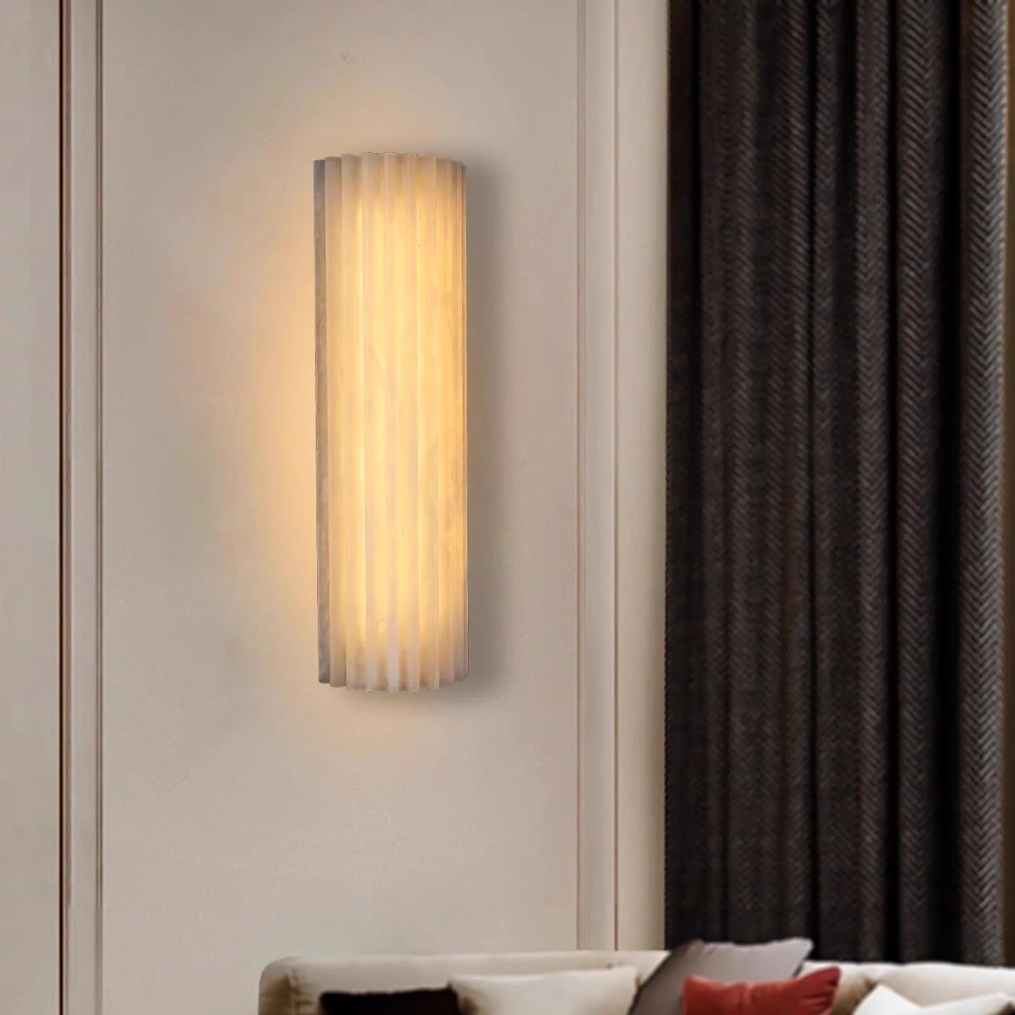 Designer Luxury Modern Minimalist Spanish Marble LED Wall Lamp Bedside Bedroom Living Room brass copper wall Sconce Light