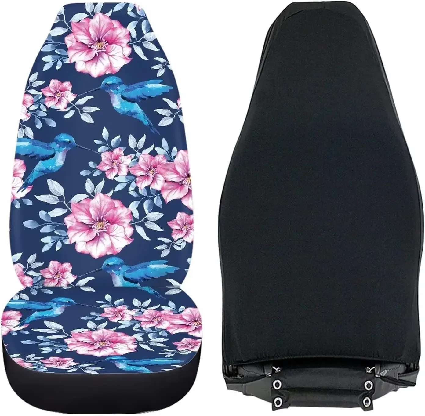 Hummingbird Flower Car Seat Covers High Back Vehicle Bucket Seat Covers 2pcs/Set Auto Protector Front Seats Cover