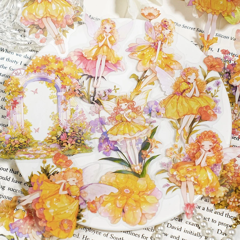 12 عبوة/مجموعة ملصق PET مزخرف لطيف وجميل من سلسلة The Song of Flower Fairy #5