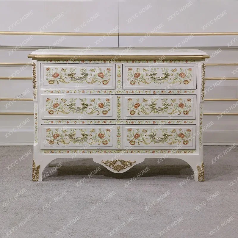 XX solid wood chest of drawers retro bedroom painted storage locker wall cabinet