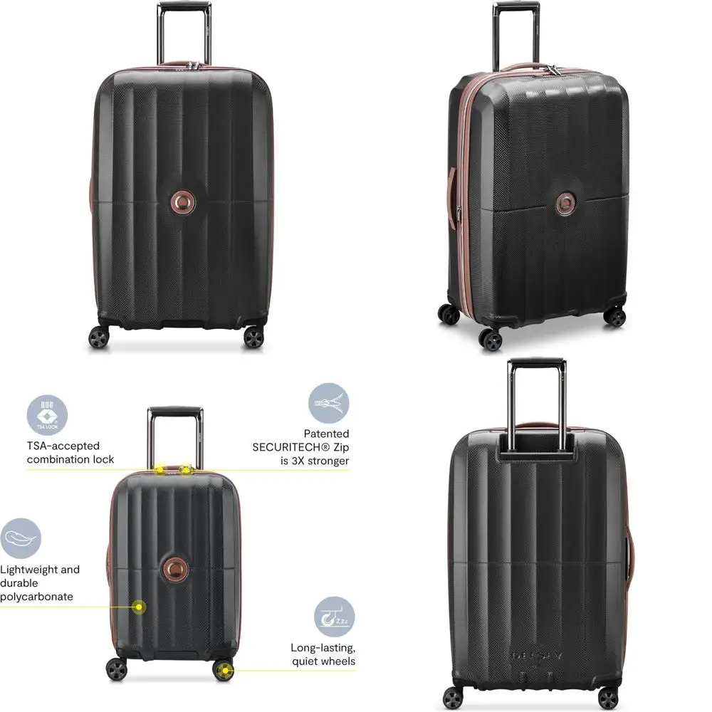 

delsey paris carrousel hardside expandable luggage with spinner wheels, black, checked-large 28 inch